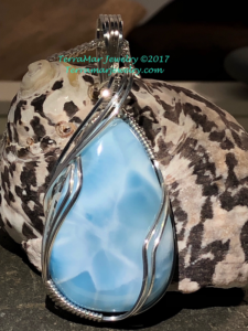 Larimar Pendant in .935 Argentium Silver